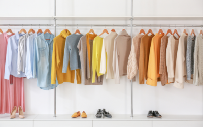 Clothes hanging in closet